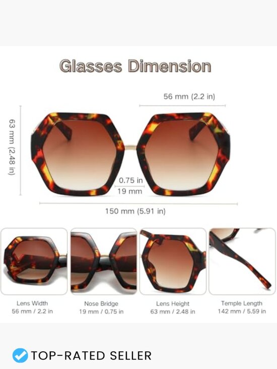 Vintage Oversized Hexagonal Retro Sunglasses for Women UV400 Protection
